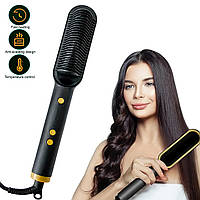 Расческа выпрямитель волос Hair Straightener HQT-909B Черный, электрорасческа для выпрямления волос 34W (TI)