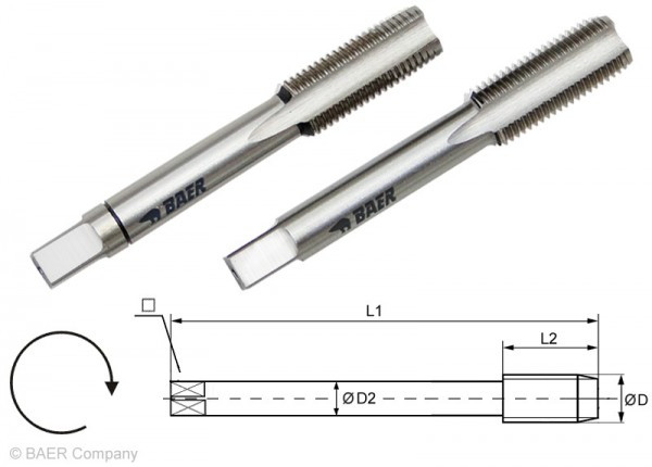 Мітчик дюймовий ручний HSSG (2 шт.) UNF 7/8 x 14  BAER  (Німеччина)