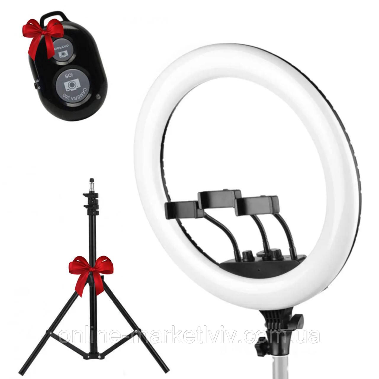 Лампа кільцева LED LS-360 + Подарунок Штатив 0,66-2 м + Пульт для селфі / Світлодіодна лампа