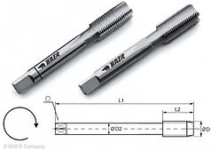 Мітчик дюймовий ручний HSSG (2 шт.) G (BSP) 1/2 x 14  BAER  (Німеччина)