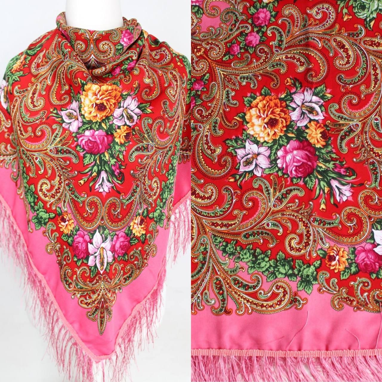 Хустка народна "Букет лілій" Рожева 611016, фото 1