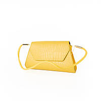 Сумка жіноча, стильний клатч, маленька сумочка через плече, міні сумка зі шкірозамінника, Жовта