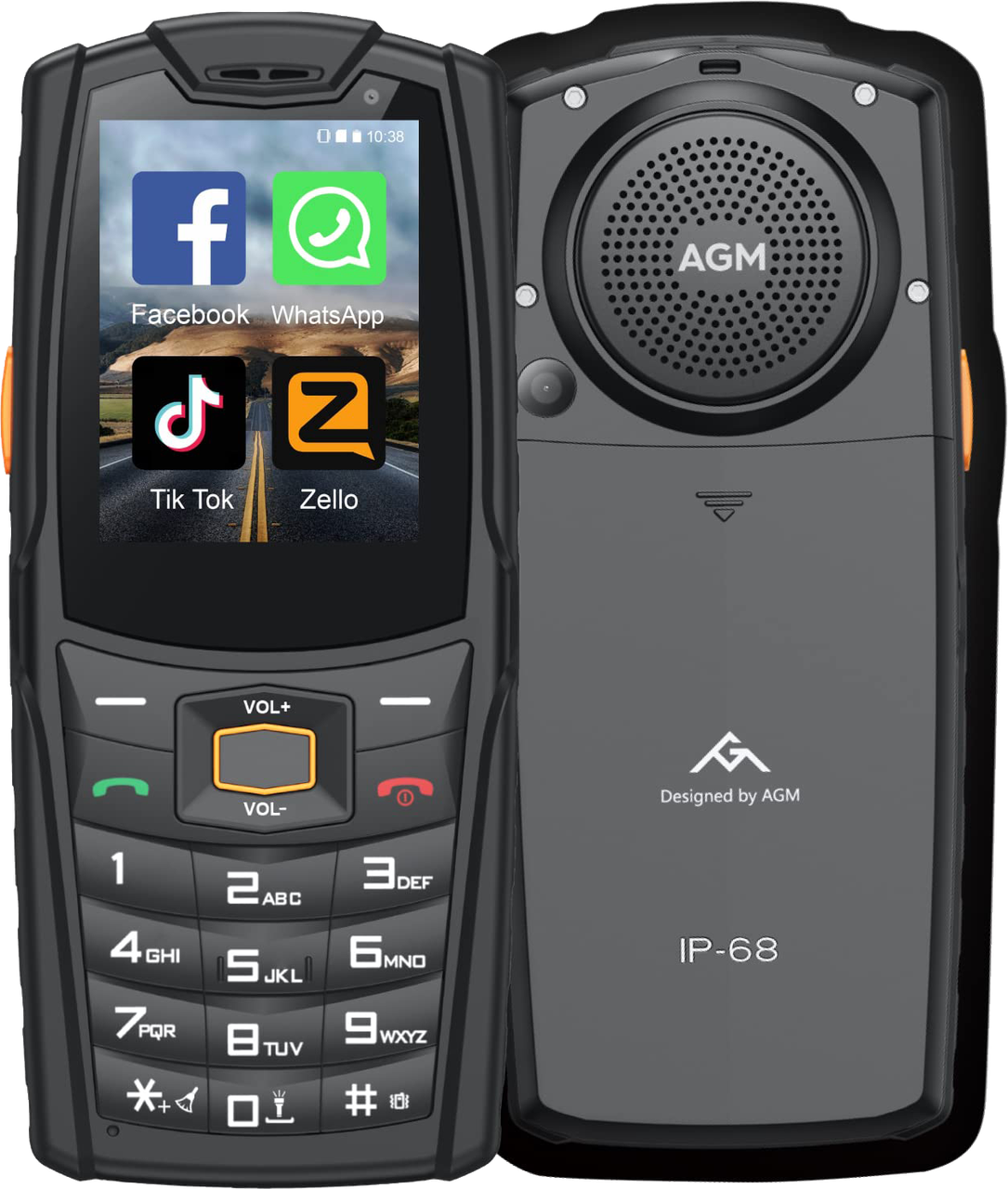 AGM M7 PRO 2/16GB Black, 4G, Wi-Fi, IP69K, 2500 mAh, FM, Гучний динамік 109 дБ, Сенсорний дисплей 2.4", Протиударний телефон