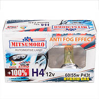 Автолампа галогенная MITSUMORO Н4 12v 60/55w P43t +100 anti fog effect (ближний, дальний) (M72420 FG/2)