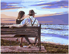 Алмазна мозаїка Пара біля моря 40x50 см на підрамнику повна викладка