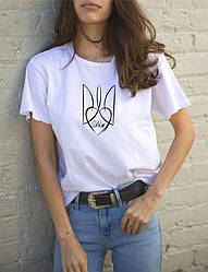 Жіноча футболка з принтом герб України Розміри: 42-46, 48-52