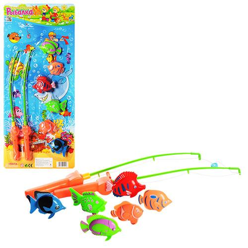 Рибалка 2 вудки з магнітом, 6 рибок, на листі 58*24,5*5см (96шт), фото 1