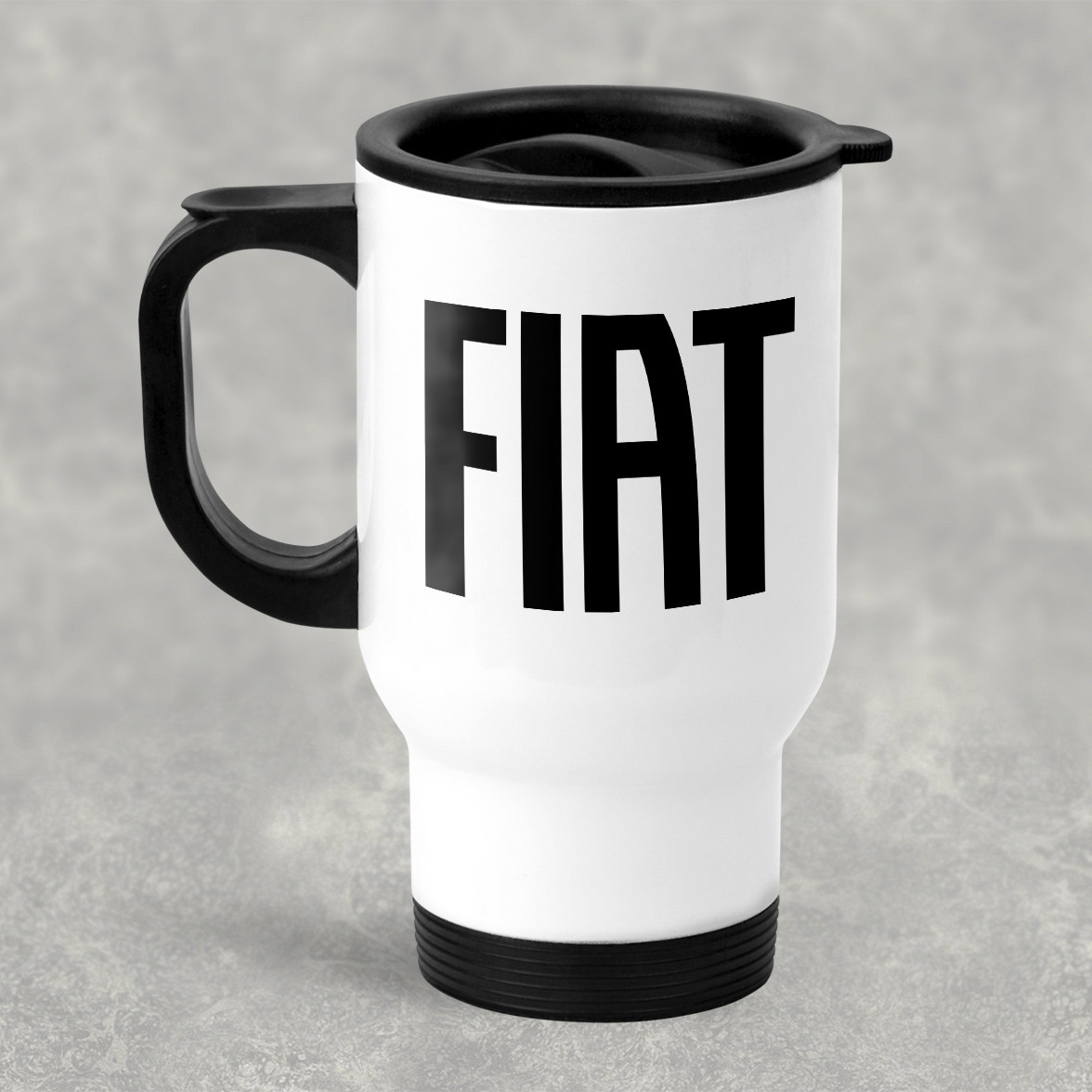 Автомобільна термокружка с маркой авто FIAT / ФIАТ , металева 450 мл, біла
