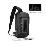 Сумка-слінг через плече Ozuko 9499S з LED-дисплеєм (Чорний), фото 5