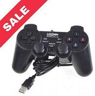 Джойстик PS2 USB для ПК PC GamePad DualShock вибро проводной Черный