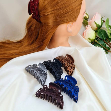 

Краб для волос с цветами черный/синий/серый/коричневый, женская заколка краб цветы пластиковый, Разные цвета