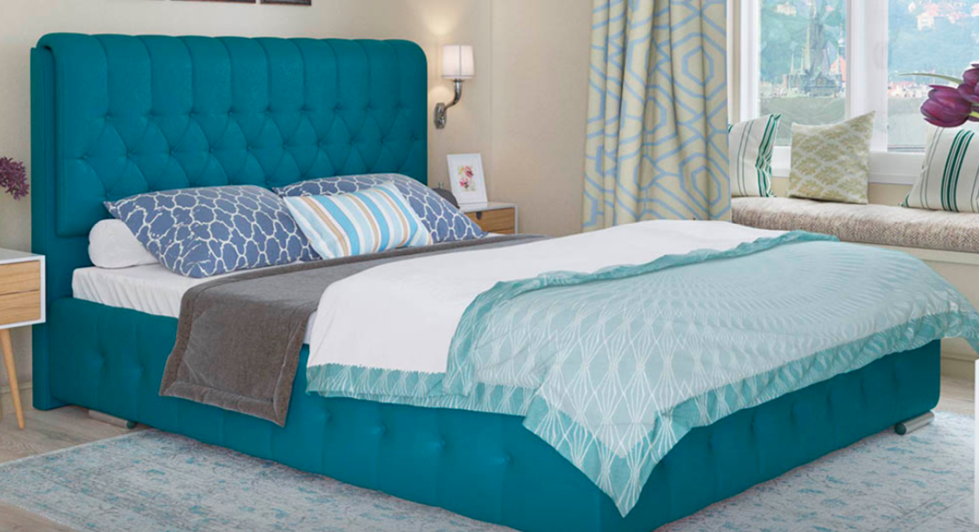 

Кровать Беатрис 160х200 двухспальная с мягким изголовьем и подъемным механизмом, Разные цвета