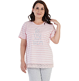 Жіноча піжама футболка з капрі, з мереживом Туреччина Великі розміри, фото 4