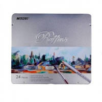 Карандаши цветные 24 цвета акварельные металлическая коробка Raffine Marco 7120-24TN