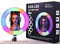 Кільцева LED-лампа 20 см RGBW 8 кольорів кільцеве світло підсвітка для фотографів блогерів титокерів візажістів