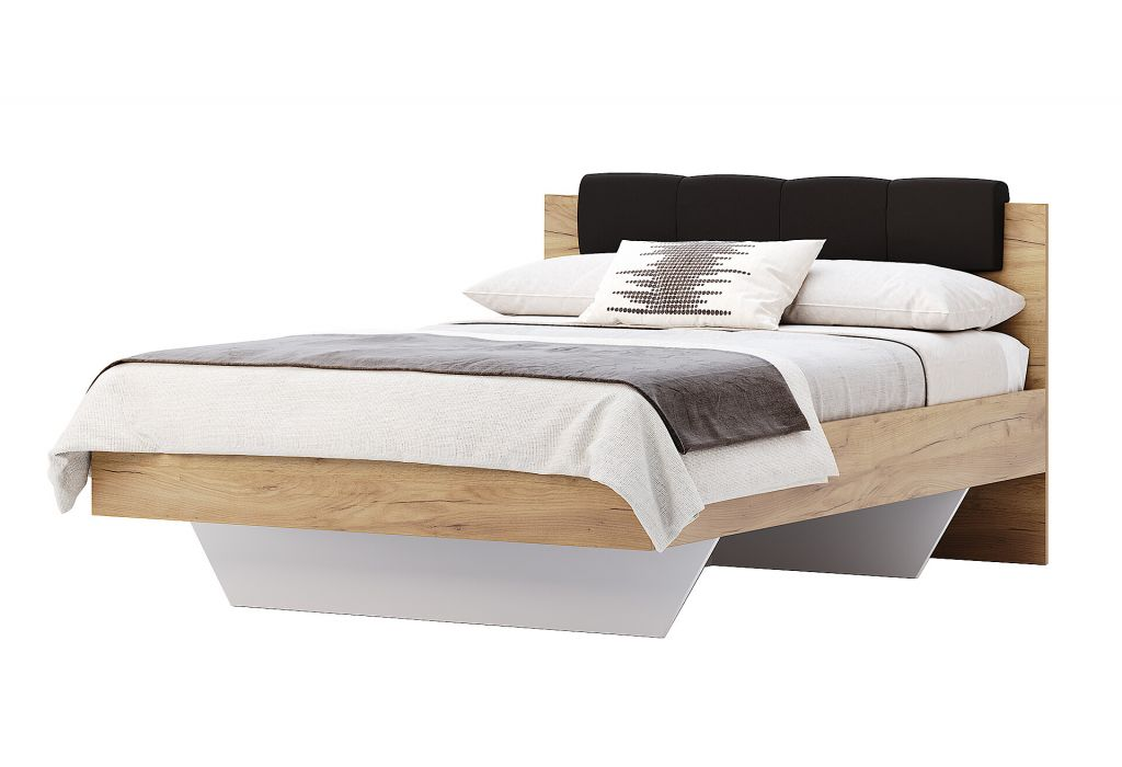 Полуторне ліжко Луна 140*200 із ДСП Дуб Крафт / Мат Лава Миро-Марк, фото 1