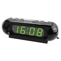 Часы-будильник настольные электронные VST-716 черные с зеленой подсветкой