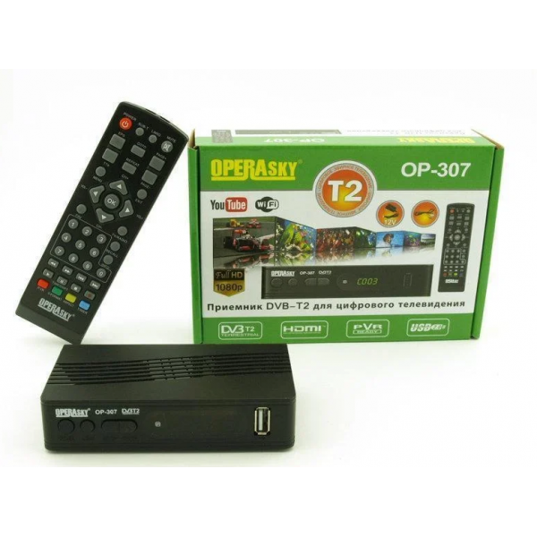 TV тюнер Opera OP-307 Т2 приймач для цифрового ТВ Ресивер T2 приставка Цифровий ефірний приймач (896686)