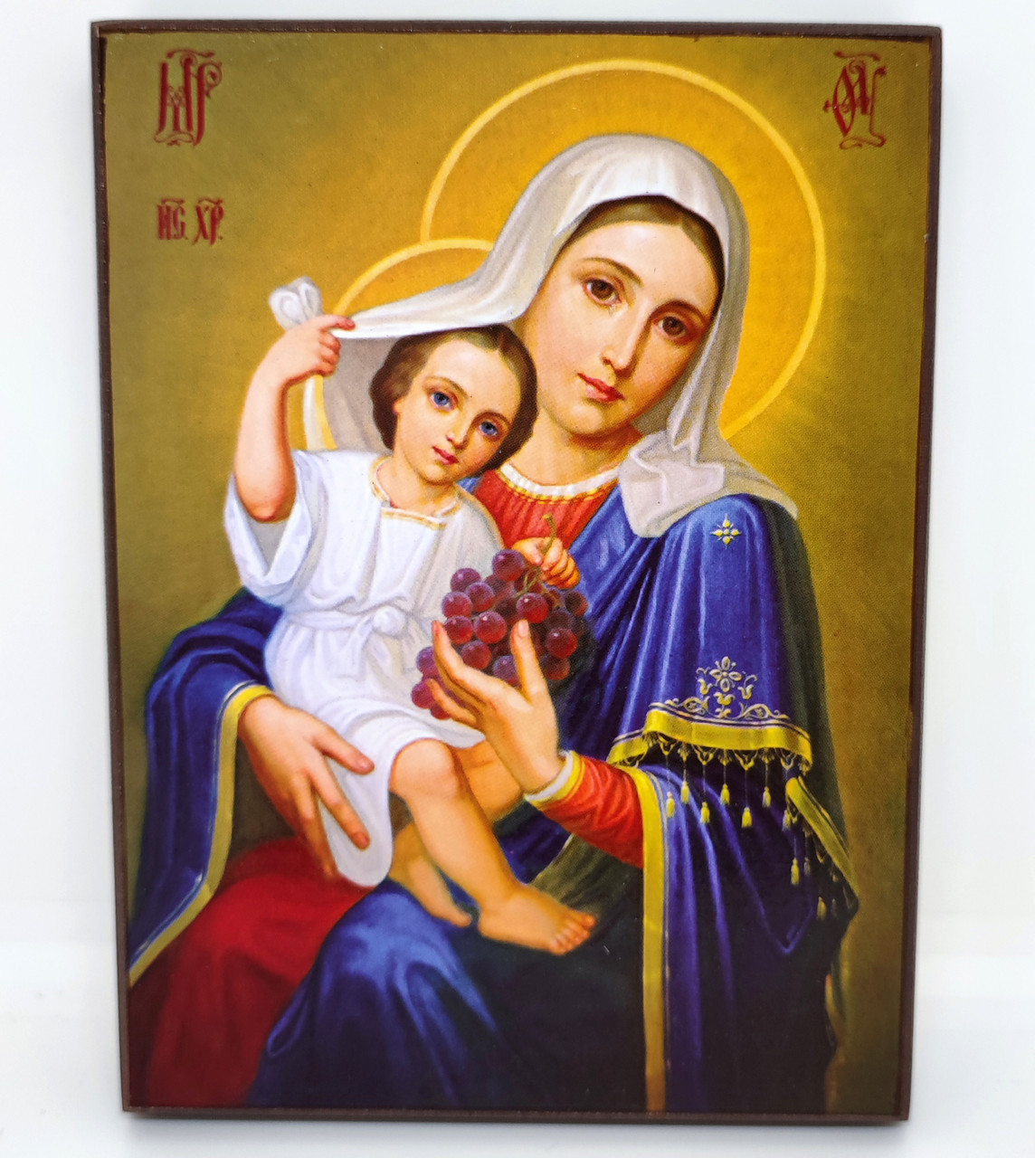 Богородиця Покриваюча ікона на дошці 14x10,5см, фото 1