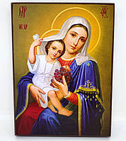 Богородица Покрывающая икона на доске 14x10,5см