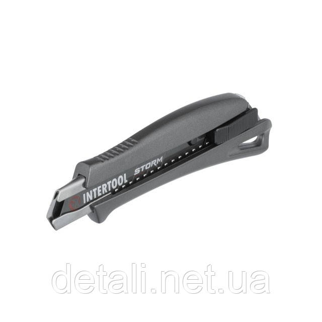 Ніж сегментний 18мм алюмінієва рукоятка металева напрямна Storm INTERTOOL HT-0534