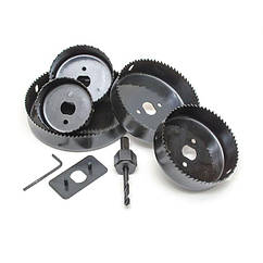 Набір корончатих свердлів по деревині, 64-127 мм, 8 шт.(64,76,89,102,127мм)