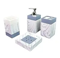 Набор аксессуаров для ванной комнаты Stenson WW00784 4 предмета Top grey