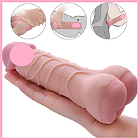 Реалістичний мастурбатор фалос 3 в 1, Насадка на член 21 см, Матербатор імітатор попіка, Інтимні іграшки