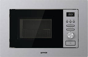 Мікрохвильова піч Gorenje BMI201AG1X вбудовувана, 20л, міх. управл., 800Вт, гриль, дисплей, інвертор, нерж