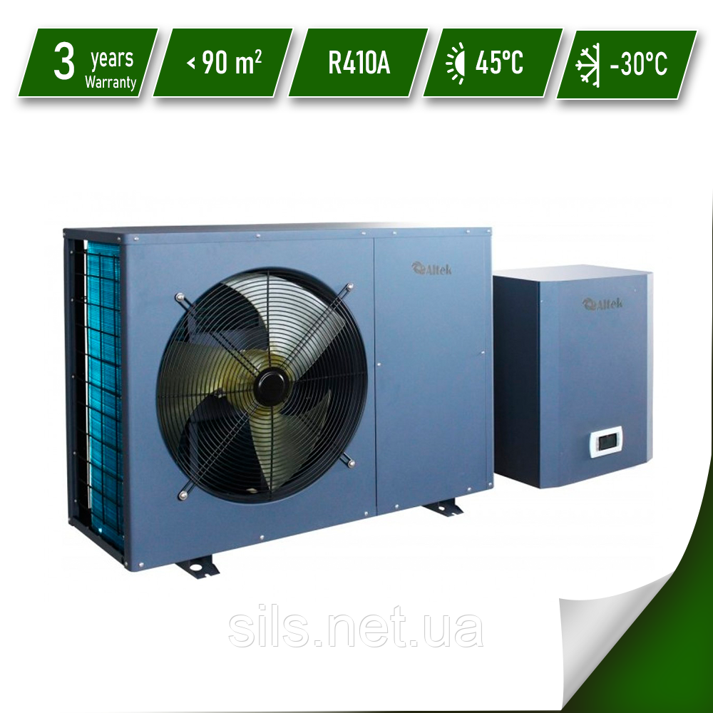 Інвенторний тепловий насос Altek PRO 10 split EVI 220В, потужність 9,6 кВт, охолодження/опалення/ГВП до 100 кв.