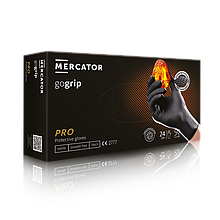 Рукавички нітрилові неприпудрені нестирильні - MERCATOR GoGrip Black L 50 шт. (RP30023004)