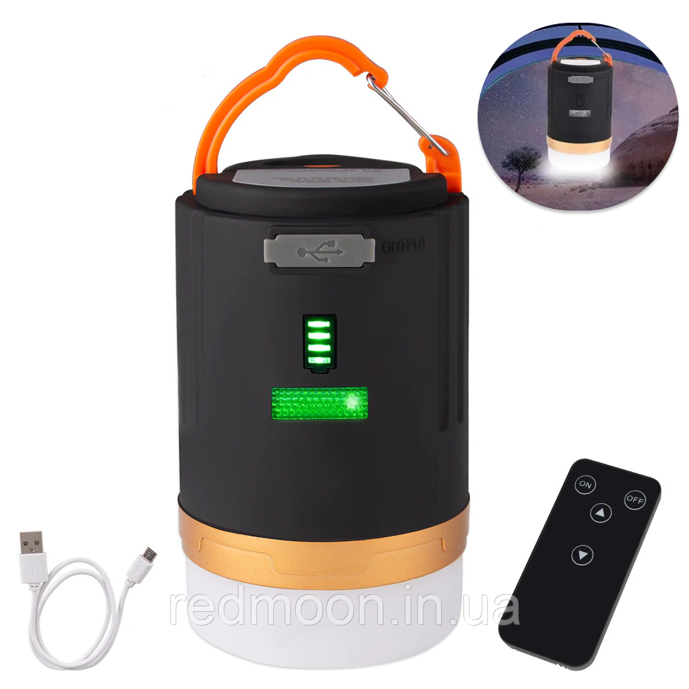 Кемпінгова лампа з повербанком 4800 mah, YD-29 / Підвісний ліхтар / Туристичний світильник