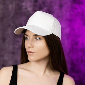 Жіноча кепка біла на літо Бейсболка-Тракер бавовняна з фіксатором розміру
