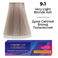 Стойкая крем-краска для волос Master LUX 9.1 Очень светлый блонд пепельный (60 мл)
