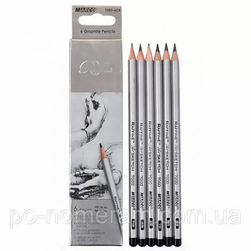 Набір графітових олівців "Raffine" 7000-6CB-НВ-8В 6шт.