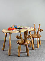 Овальный столик "Монтессори" и стульчики ''Мелман'' из дерева