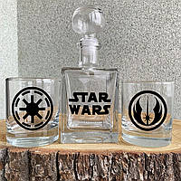 Мужской подарочный набор для виски (графин и 2 стакана) - STAR WARS