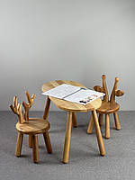 Овальный столик "Монтессори" и стулья "Мелман" и "Свен" из дерева