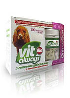 Виталвейс-Био (БАД) для собак табл. №100 банка с пивными дрожжами (косточки) MV