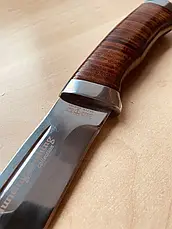 Ніж для полювання і риболовлі Барнаул , з рукояттю з набірної шкіри + ексклюзивні фото, фото 2