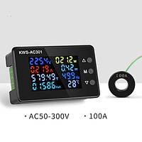 Ваттметр, измеритель параметров напряжения и тока AC KWS-AC301 100А