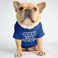 Синяя футболка с круглым вырезом для собак мелких, средних и крупных пород и кошек, котов S