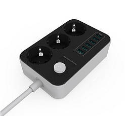 Мережевий удлинительЅЕ3631 3 розетки 6 USB 1.6 м, фото 4