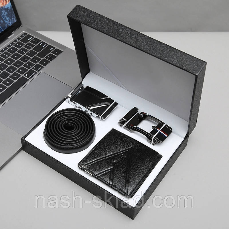 Чоловічий подарунковий набір: ремінь, портмоне M2028