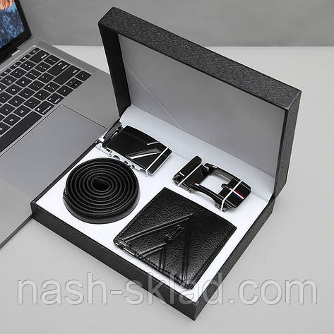 Чоловічий подарунковий набір: ремінь, портмоне M2028, фото 1