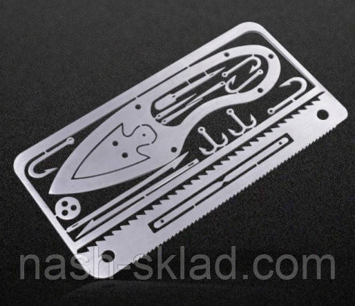 Мультитул кредитка выживальщика Survival Multitool Card 17в1, фото 1