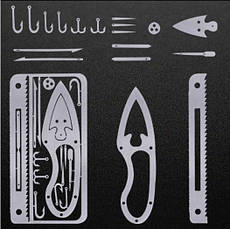 Мультитул кредитка выживальщика Survival Multitool Card 17в1, фото 6