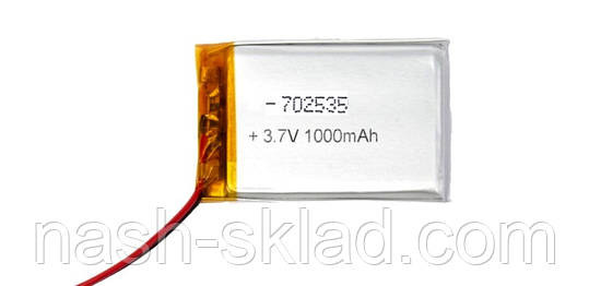 Акумулятор літій-полімерний 1000mAh 3.7 V 702535, фото 1