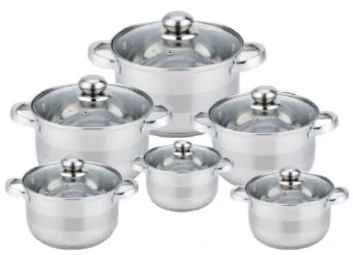 Набір каструль Benson BN-296 з неіржавкої сталі 12 шт., фото 1