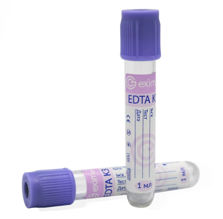 Вакуумная пробирка EximLab с К3 EDTA, 1 мл (100 шт./уп.) (ID#1821334605 ...